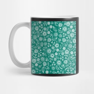 Floral Sketch Teal Mug